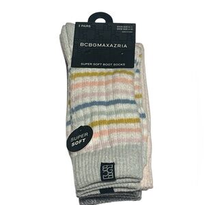 NWT, BCBGMaxAzria Super Soft Striped Boot Casual Socks - Pastel Mix